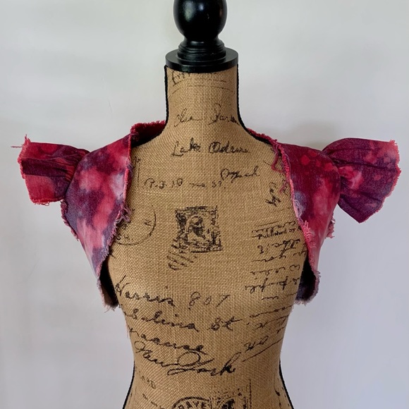 New York Couture Tie Dye Bleached Denim Bolero - Picture 6 of 7